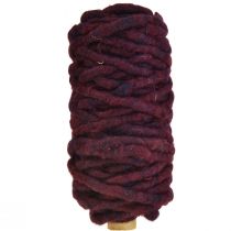 Cordon feutre cordon laine avec fil Rauris fil violet foncé 20m