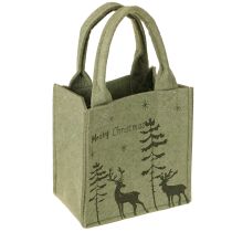 Article Sac en feutre Joyeux Noël petit avec anses Vert 15×10cm