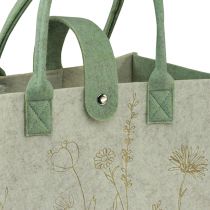 Article Sac en feutre avec anse à fleurs vert crème 30x18x37cm