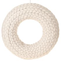 Article Couronne décorative en laine feutrée à suspendre en beige Ø30cm H4cm