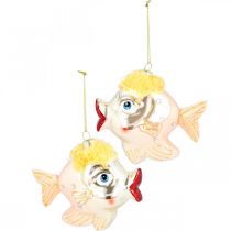 Article Décoration en verre poissons dorés – Lot de 2, 9,5 cm