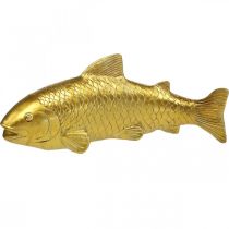 Poisson déco à poser, sculpture poisson polyrésine doré grand L25cm