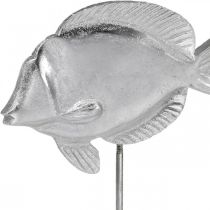 Poisson à poser, décoration maritime, poisson décoratif en métal argenté, couleurs naturelles H23cm