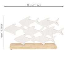 Article Banc de Poissons Décoration Poisson Blanc Métal Bois Naturel 28x16cm