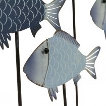 Banc de poissons déco poisson métal sur socle bois 32×7×30cm