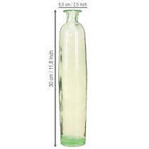 Article Vase décoratif bouteille en verre transparent/vert rétro Ø6,5cm H30cm