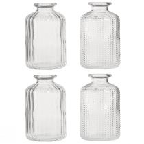 Article Vase bouteille en verre mini vases avec décor rétro H9cm 4pcs