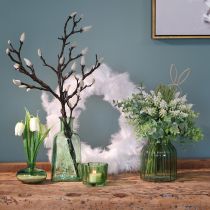 Article Vase bouteille en verre avec motif bouteille en verre vert H19cm 2pcs