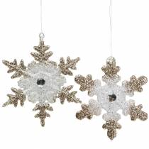 Article Décoration de sapin de Noël flocon de neige paillettes perle 2pcs