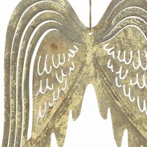 Article Décoration de Noël ailes d&#39;ange, décoration métal, ailes à suspendre dorées, aspect antique H29.5cm L28.5cm