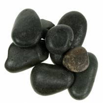 Galets de rivière noir mat, pierres naturelles, pierres décoratives L15–60mm La15–40mm 2kg
