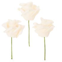 Article Roses artificielles couleur crème, fleur de 10 cm sur tige, lot de 100.