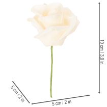 Article Roses artificielles couleur crème, fleur de 10 cm sur tige, lot de 100.