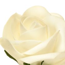 Article Roses en mousse Fleurs avec tiges Crème Ø7,5cm 18 pcs