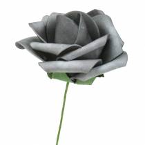 Article Rose en mousse Ø7,5cm grise 18 pcs
