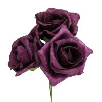 Article Roses en mousse Ø7,5cm Mauve 18 pcs