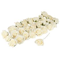 Article Roses en mousse Vanille Roses artificielles Ø6cm 27 pcs