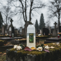 Article Bougie funéraire blanche, à l'huile végétale ICP, durée de combustion 4 jours, hauteur 20 cm.