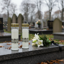 Article Bougies funéraires roses blanches lumière de deuil Ø7cm H23.5cm 100h 2pcs