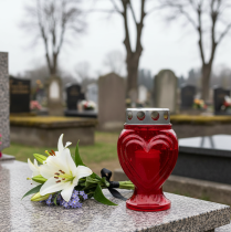 Article Bougies funéraires en forme de cœur rouge, lumière commémorative, 9 × 8 × 15 cm, 24 h, 4 pièces