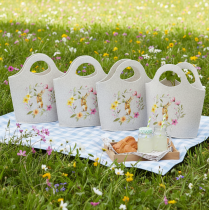 Article Sac en feutrine avec un adorable lapin de Pâques, idéal pour le printemps et l'été, 27 cm, lot de 4