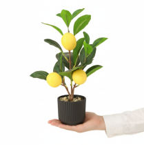 Article Citronnier artificiel décoratif, pot de 28 cm, vert et jaune