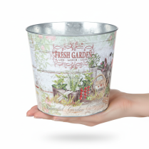 Article Jardinière en métal Fresh Garden colorée vintage H18cm