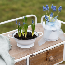 Article Bol décoratif en métal, blanc et noir, Ø 16,5 cm, H 6,5 cm, lot de 4