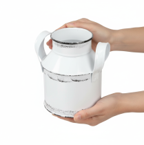 Article Pichet décoratif en métal avec anses, blanc et noir, 13 cm de haut, 2 pièces