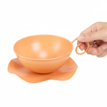 Article Tasse décorative Ø16 cm H9 cm avec assiette en métal, orange, lot de 2