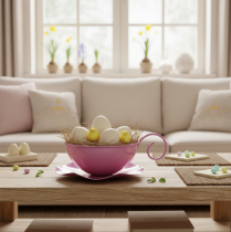 Article Mug en métal Ø16 cm H9 cm, mug décoratif avec soucoupe, rose, lot de 2