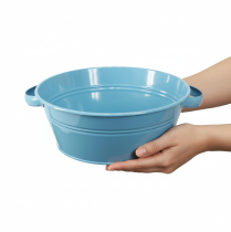 Article Bol rond avec anse, bol décoratif, coupe à fleurs, bleu, Ø33,5 cm