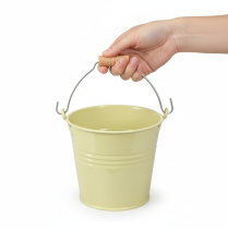 Article Pot de fleurs en métal avec anse, vert/jaune, 20 x 17,5 x 16 cm, lot de 2