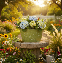 Article Bol en métal vert avec étoiles et anses, Ø 20 cm, H 11,5 cm