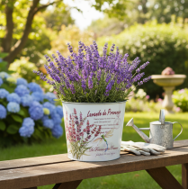 Article Pot de fleurs en métal pour lavande, petit modèle, Ø18cm H15,5cm