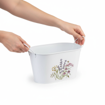 Article Coupe à fleurs en métal, cache-pot, 27×16×15,5 cm