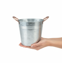 Article Pot de fleurs en métal avec poignées, seau décoratif, Ø 21 cm H 19,5 cm