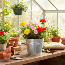 Article Pot de fleurs en métal avec poignées, seau décoratif, Ø16cm H15cm