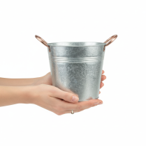 Article Pot de fleurs en métal avec poignées, seau décoratif, Ø16cm H15cm