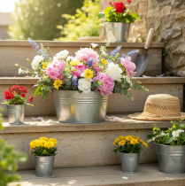 Article Coupe à fleurs ronde avec anses, coupe en métal Ø17,5 cm H9 cm