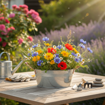 Article Coupe à fleurs ronde avec anses, coupe en métal, Ø 21 cm, H 9,5 cm