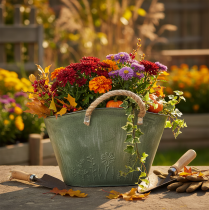 Article Pot de fleurs avec anses en jute, sac à main en métal, 31×20×17cm