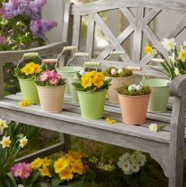 Article Seau avec anse, pot en métal pastel, 11,5 × 8,5 cm, lot de 8