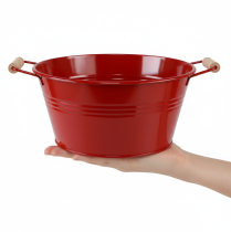 Article Coupe décorative avec anses, coupe à fleurs en métal, rouge, Ø 29 cm, H 14,5 cm