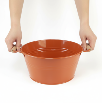 Article Bol décoratif avec anses, en métal, brun orangé, Ø 29 cm, H 14,5 cm