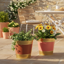 Article Pot de fleurs/jardinière en métal, Ø 26 cm H 22 cm, lot de 4