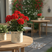 Article Pot de fleurs en métal crème style shabby chic Ø11cm H10.5cm