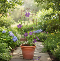 Article Treillis métallique de jardin à design incurvé pour plantes grimpantes, 110 cm
