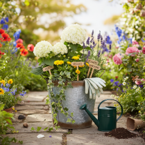 Article Jardinière en métal, coupe à fleurs, pot de fleurs avec poignées argentées, finition acier patiné, Ø18cm H20cm