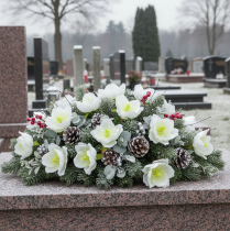 Article Rose de Noël sur fil de fer, blanche, 50 pièces